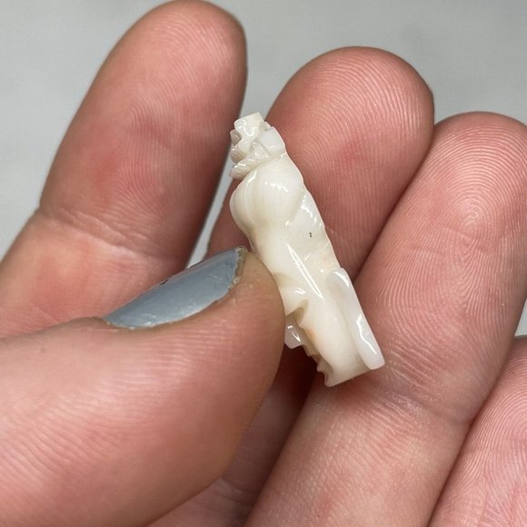 1" Antique Hand Carved Angel Coral Buddha Face Boddhisatva Chinese Pendant Head - Picture 13 of 14